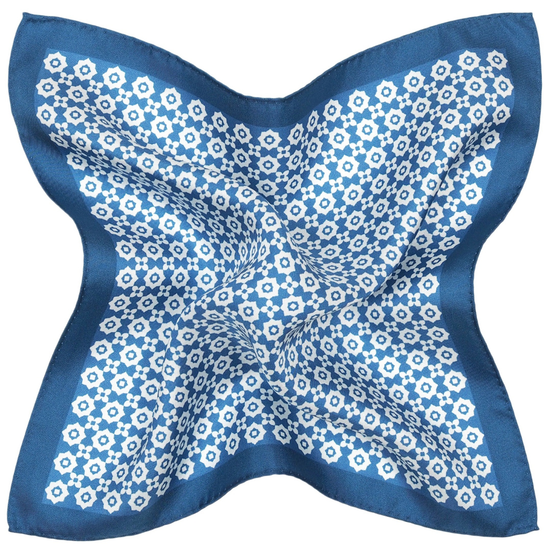 PJ-268 Jedwabna Poszetka Granatowa, w Geometryczny Wz�r 30x30 cm